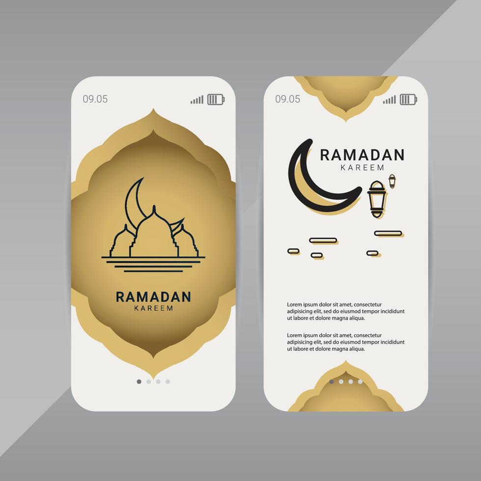 Ramadan banner design template. Golden islamic ornament vector