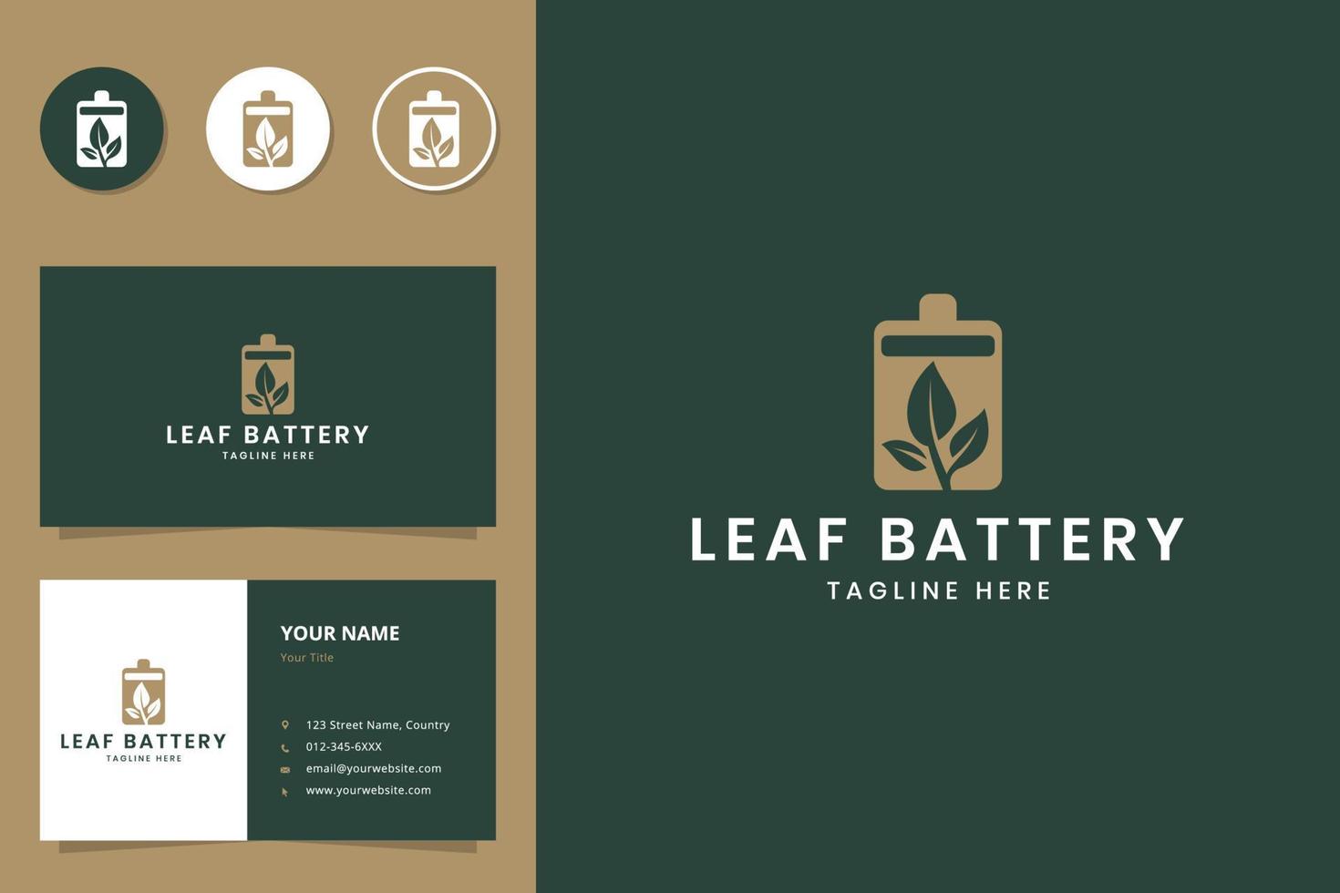 leaf battery negative space logo design vector