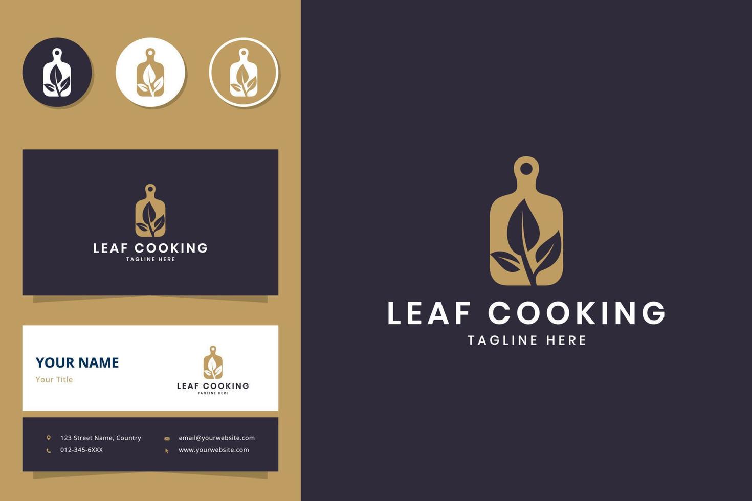 leaf cooking negative space logo design vector