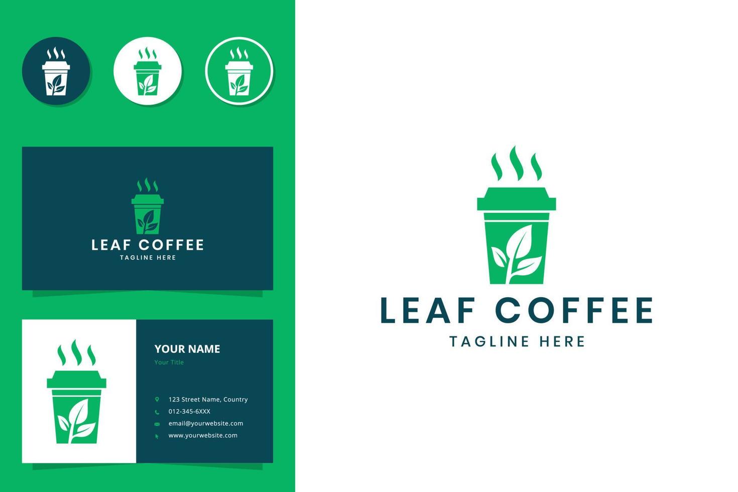 leaf coffee negative space logo design vector