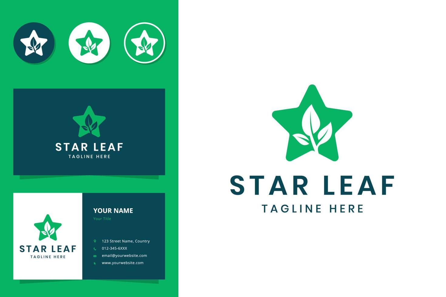 star leaf negative space logo design vector