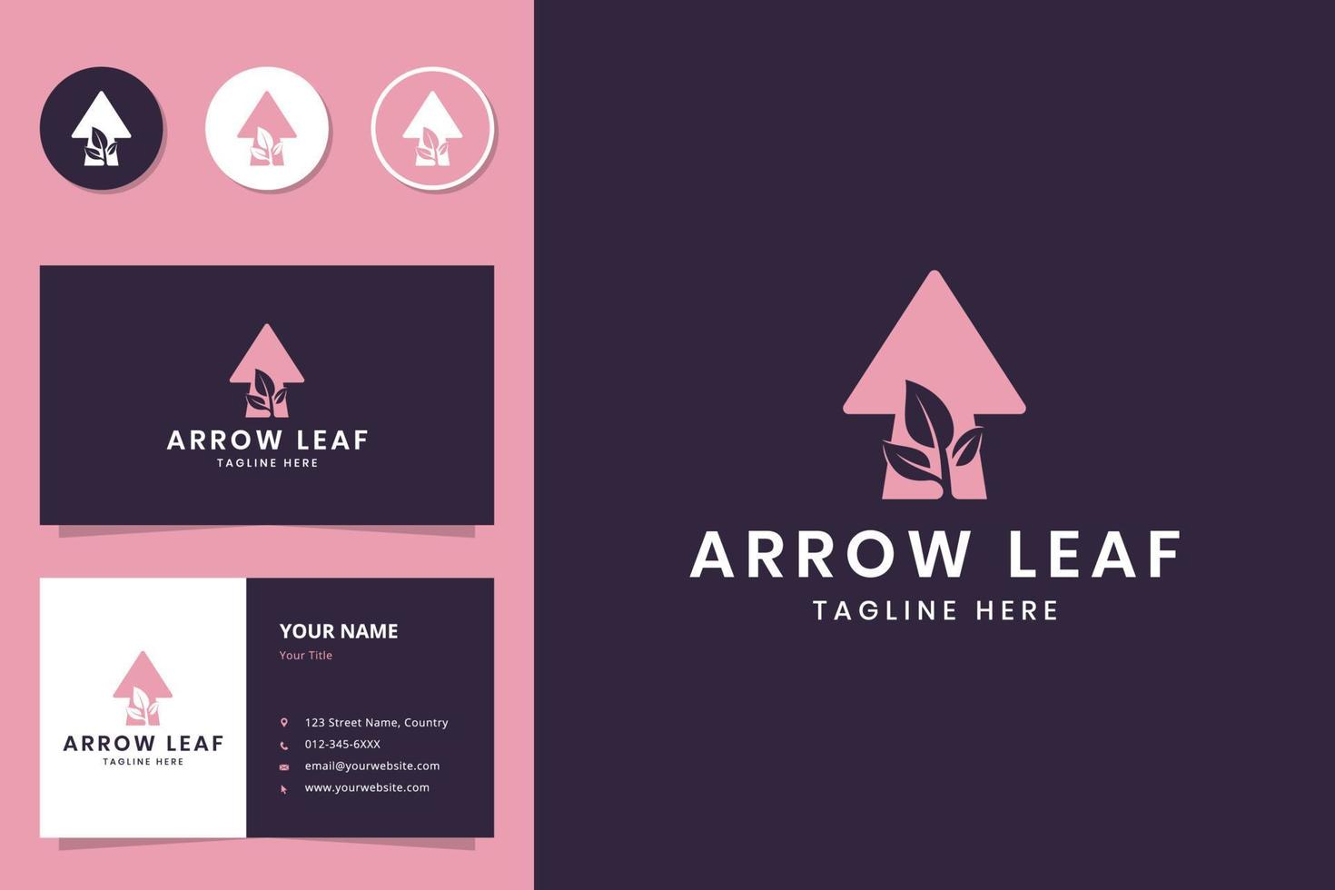 arrow leaf negative space logo design vector