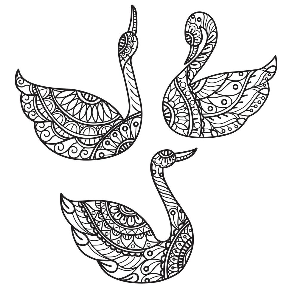 Goose pattern hand drawn for adult coloring book vector