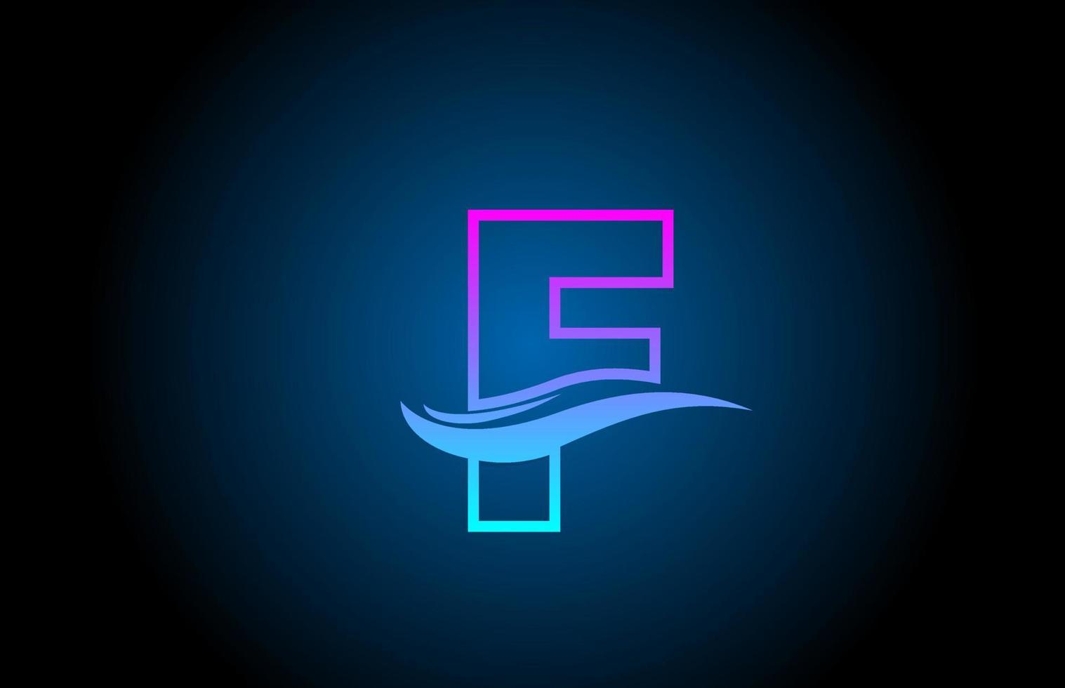 F blue and pink alphabet letter logo icon for business and company with simple line design vector