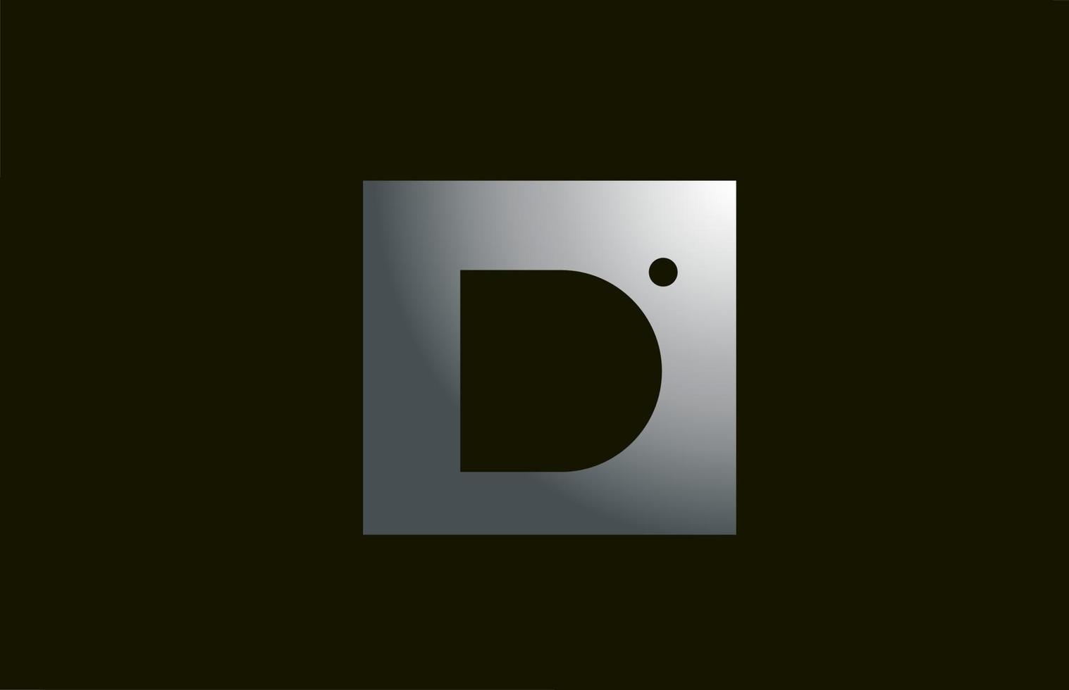 Logotipo de letra del alfabeto d metal gris para empresa y negocio con diseño cuadrado. plantilla metálica para identidad corporativa vector