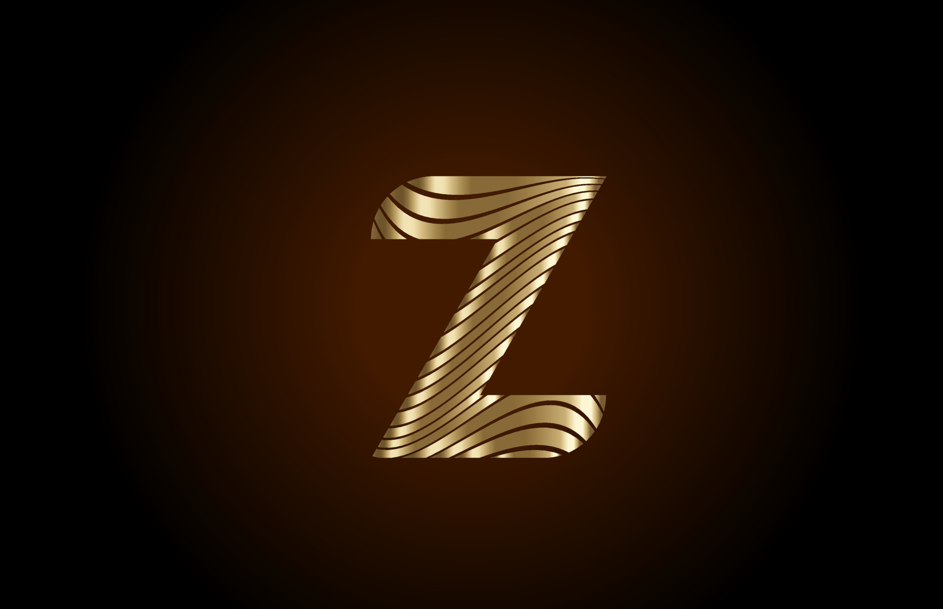 Z yellow alphabet letter logo icon for company. Metallic gold line ...