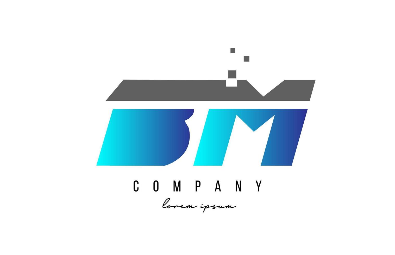 BM B M alphabet letter logo combination in blue and grey color. Creative icon design for company and business vector