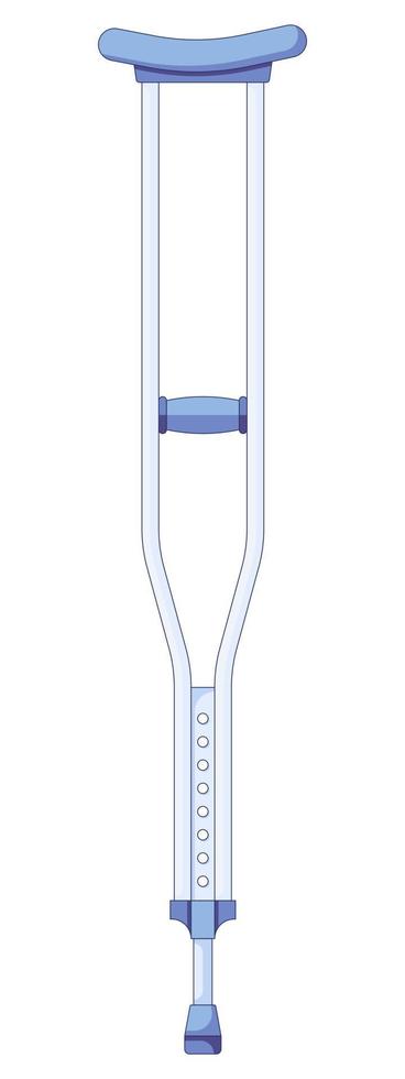 icono de muletas. Ilustración vectorial de un par de muletas metálicas y bastones médicos para la rehabilitación de una pierna rota en un estilo plano aislado sobre un fondo blanco. vector