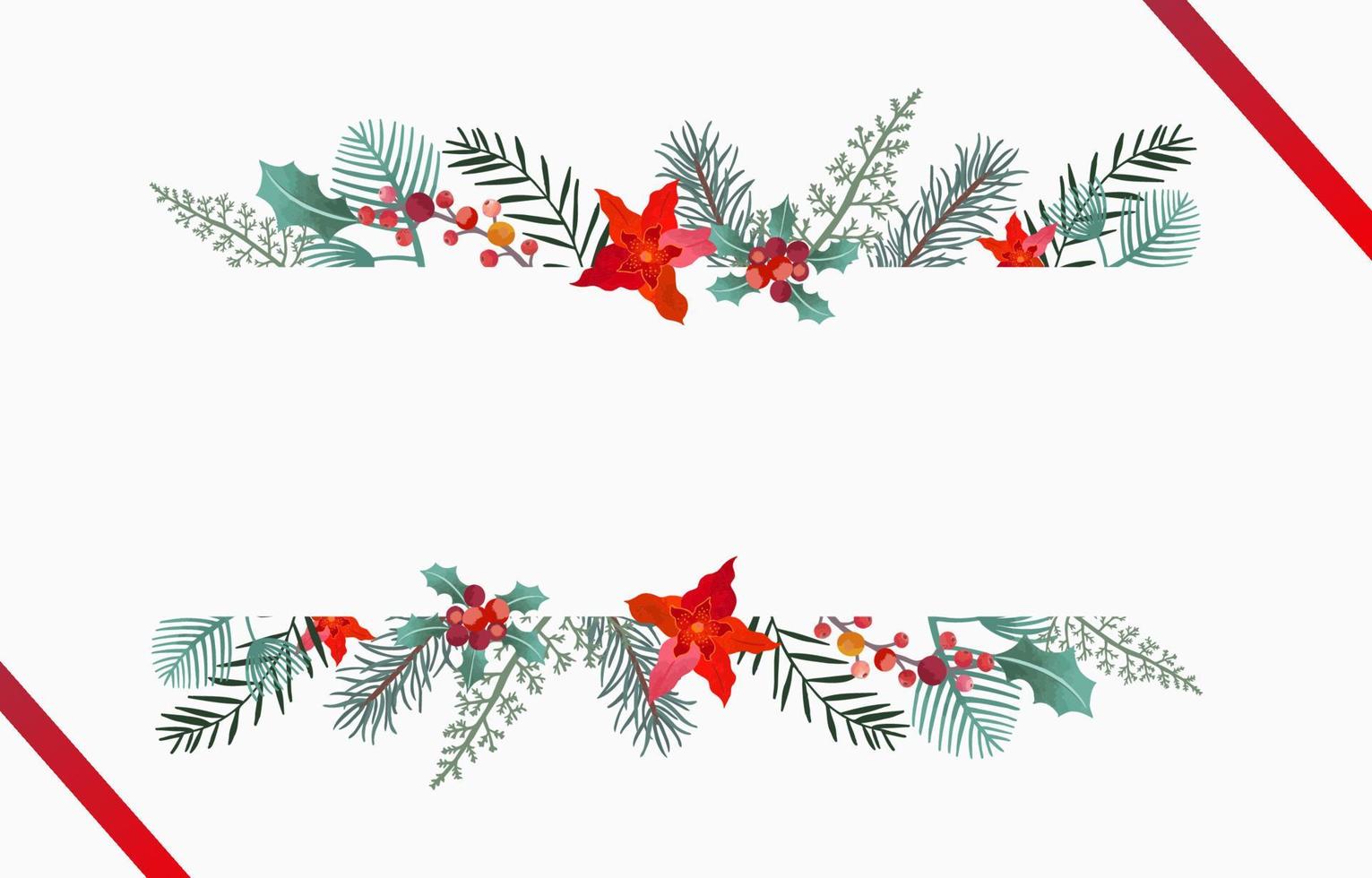 colección de fondo de navidad con hojas de acebo, flor ilustración vectorial editable para invitación de año nuevo, postal y banner de sitio web vector