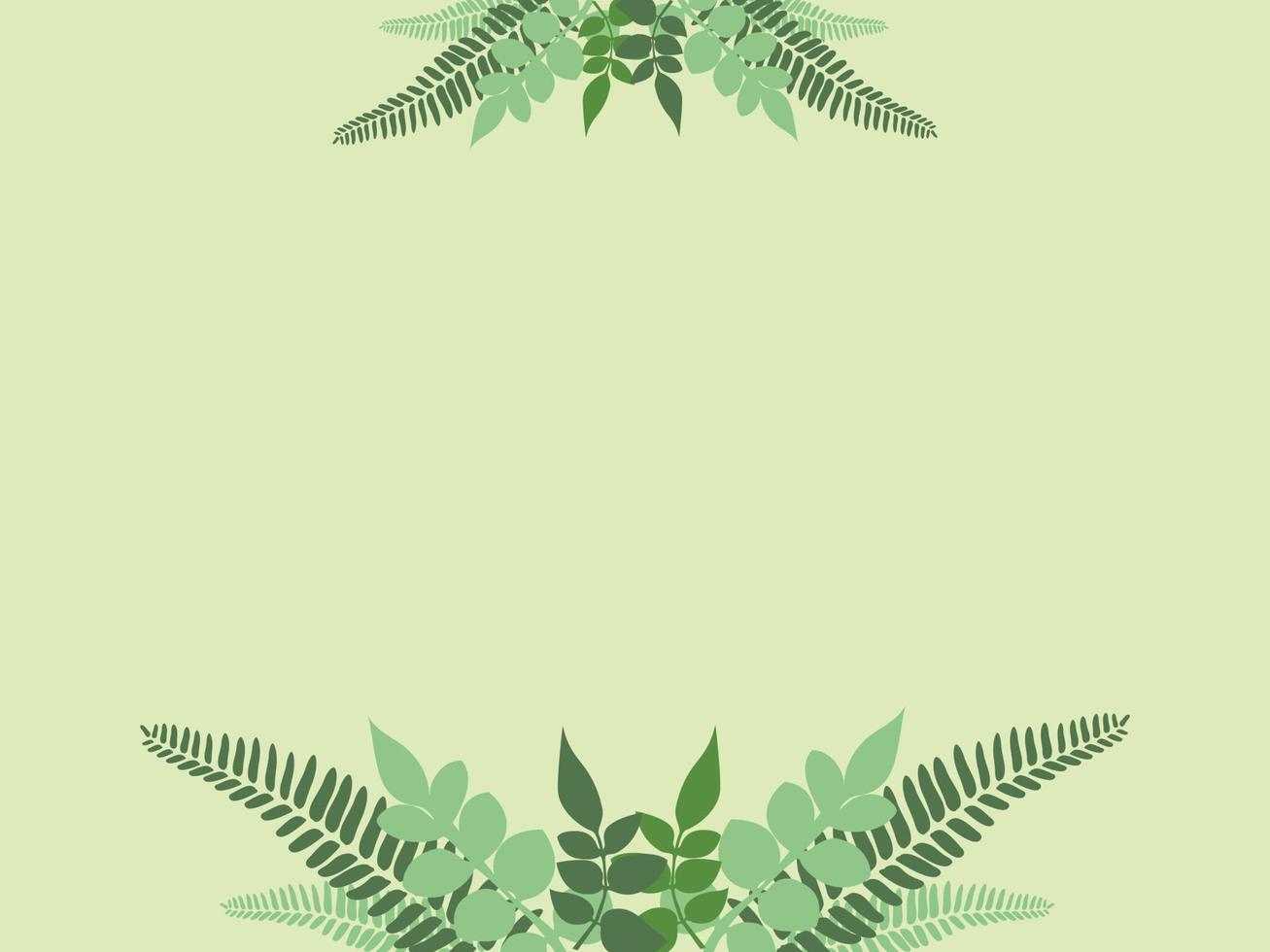 Abstract background with pastel green leaf wreath vector decoration in the middle. eps10 vector