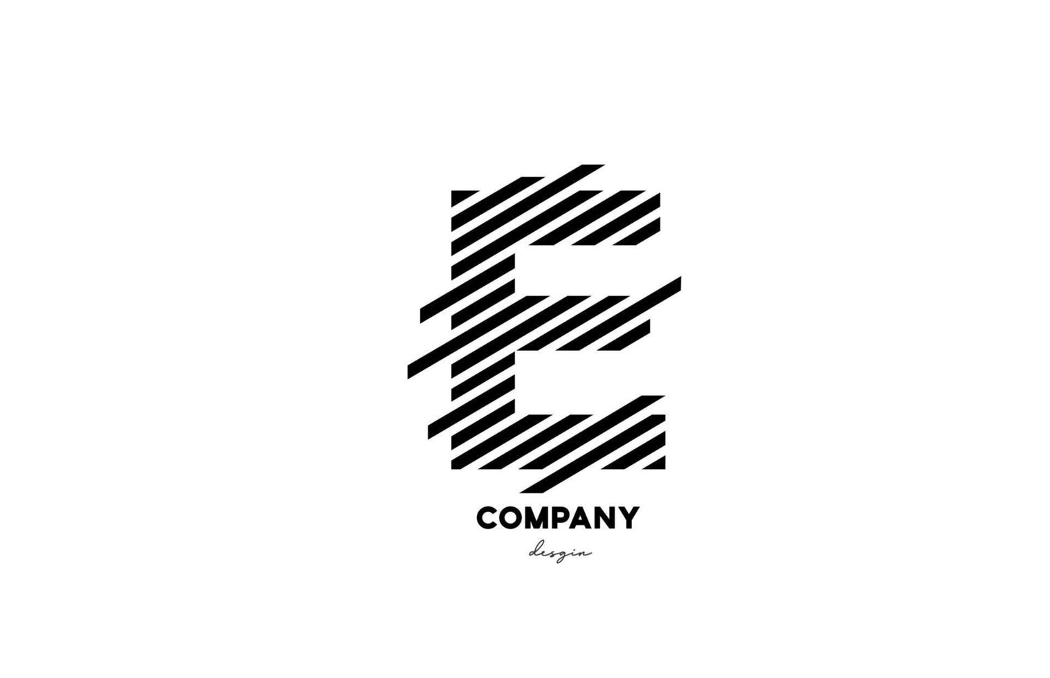 black and white E alphabet letter logo design icon for company and business vector