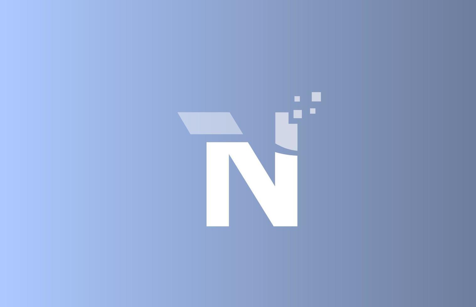 N icono de logotipo de letra del alfabeto azul blanco para negocios y empresas con diseño de color pastel vector