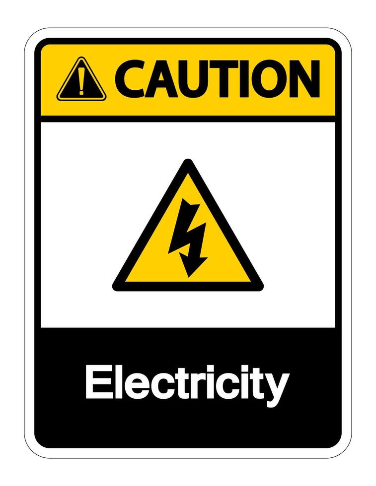 Caution Electricity Symbol Sign on white background vector