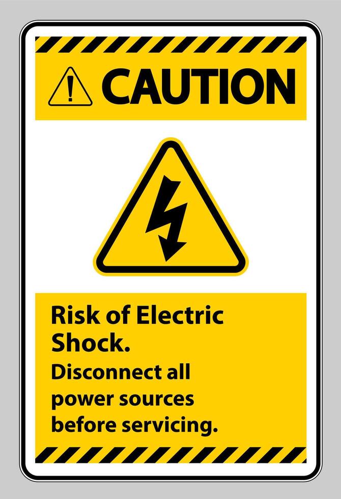 Caution Risk of electric shock Symbol Sign Isolate on White Background vector