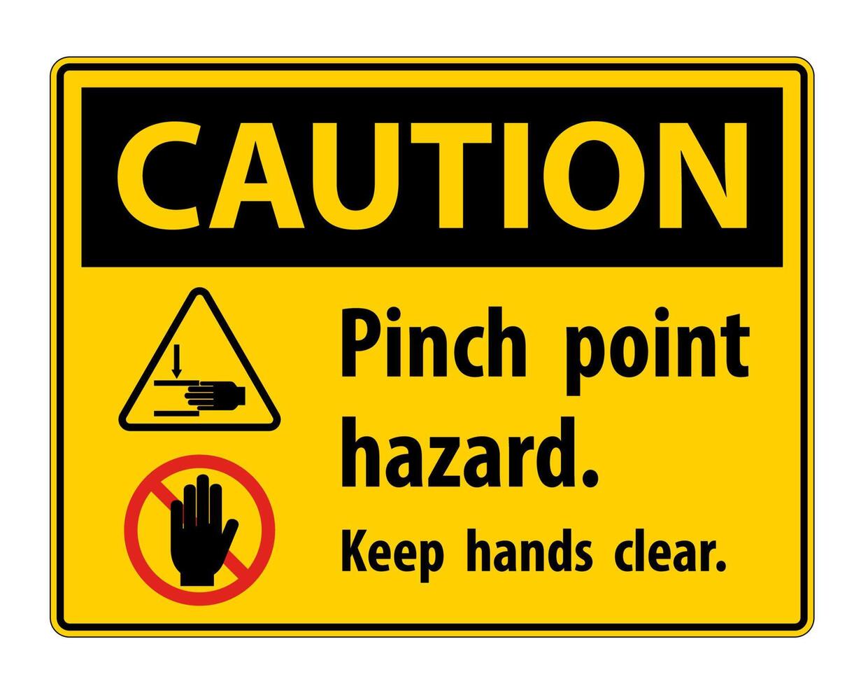 Caution Pinch Point Hazard,Keep Hands Clear Symbol Sign Isolate on White Background,Vector Illustration vector