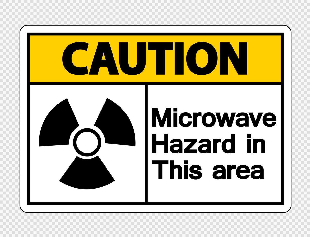 Precaución señal de peligro de microondas sobre fondo transparente vector