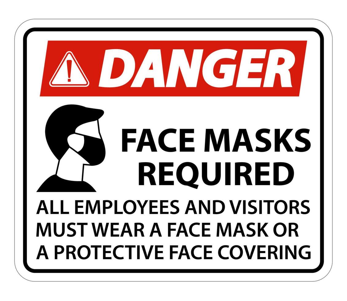 Danger Face Masks Required Sign on white background vector