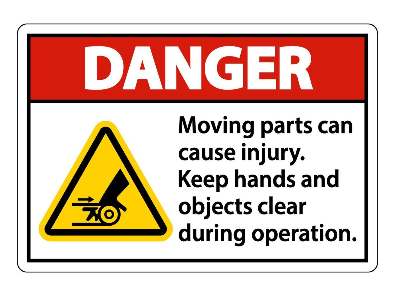 Danger Moving parts can cause injury sign on white background vector