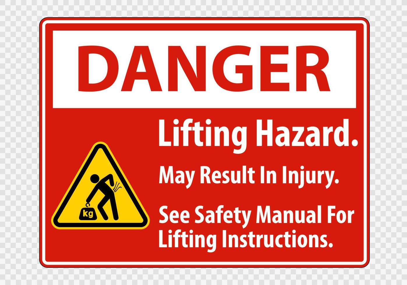 Lifting Hazard,May Result In Injury, See Safety Manual For Lifting Instructions Symbol Sign Isolate on transparent Background,Vector Illustration vector