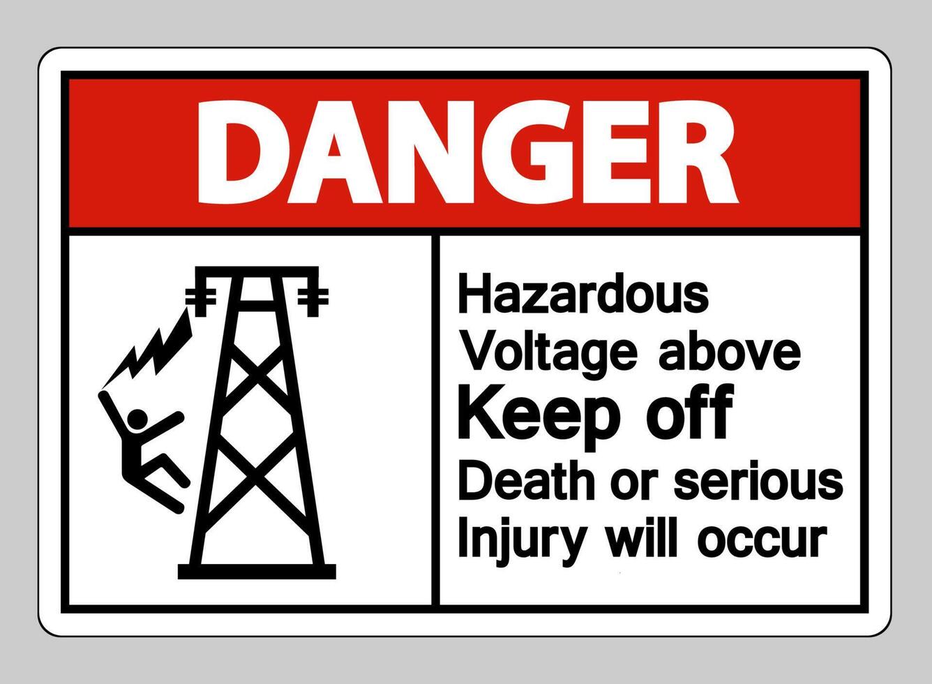 peligro voltaje peligroso por encima de mantener fuera la muerte o se producirán lesiones graves símbolo signo vector
