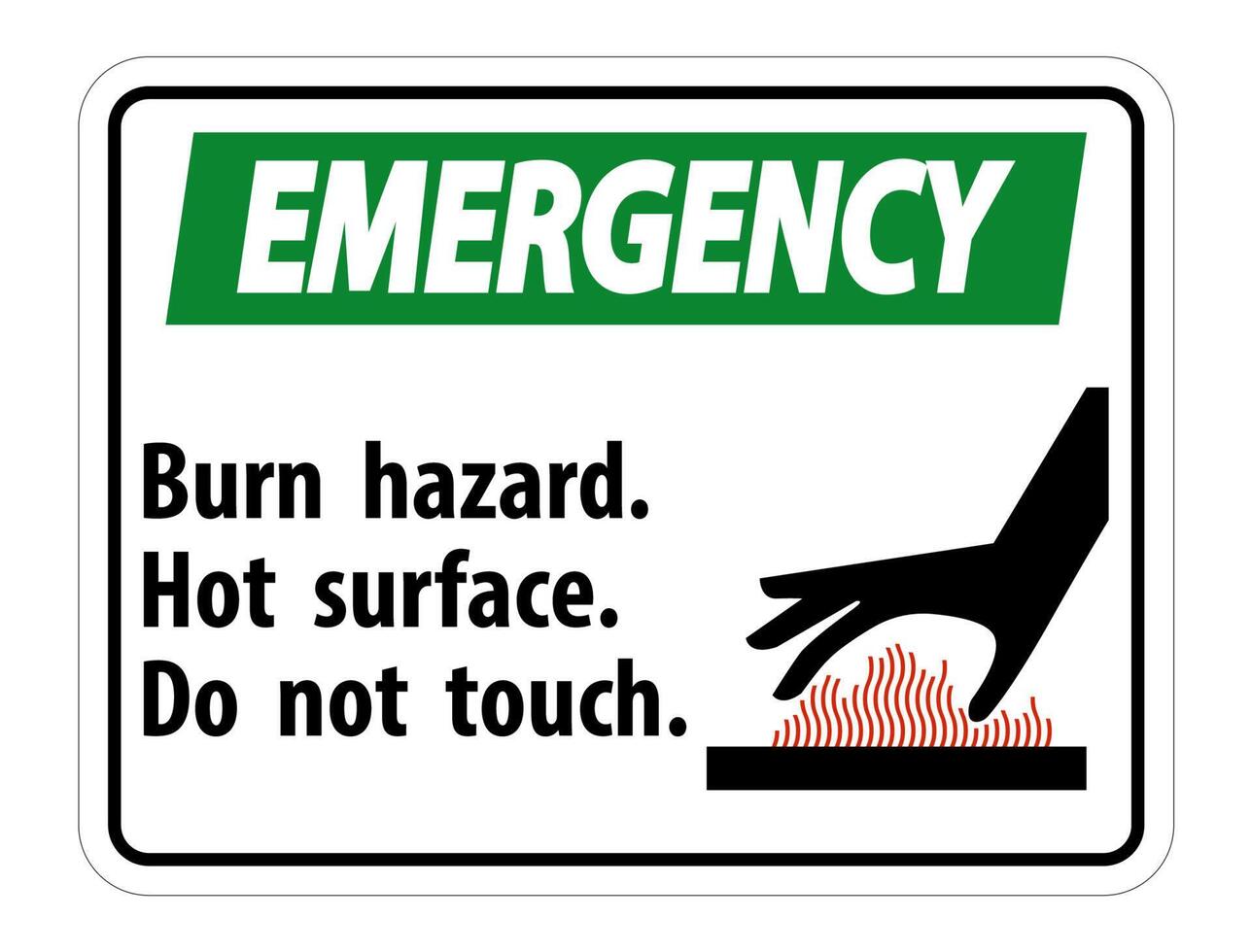 Emergency Burn hazard,Hot surface,Do not touch Symbol Sign Isolate on White Background,Vector Illustration vector