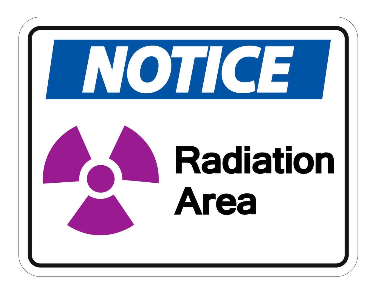 Notice Radiation Area Symbol Sign on white background vector