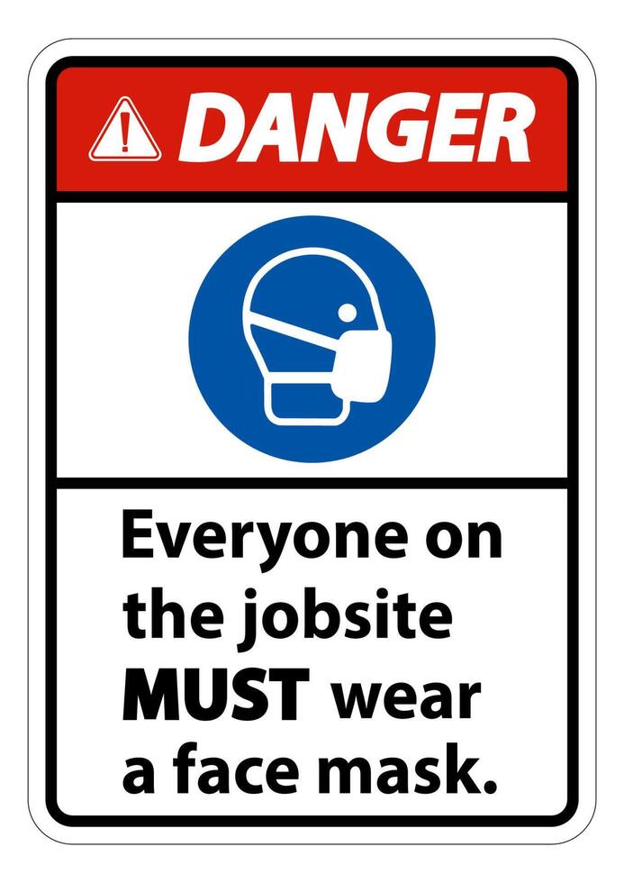 Danger Wear A Face Mask Sign Isolate On White Background vector