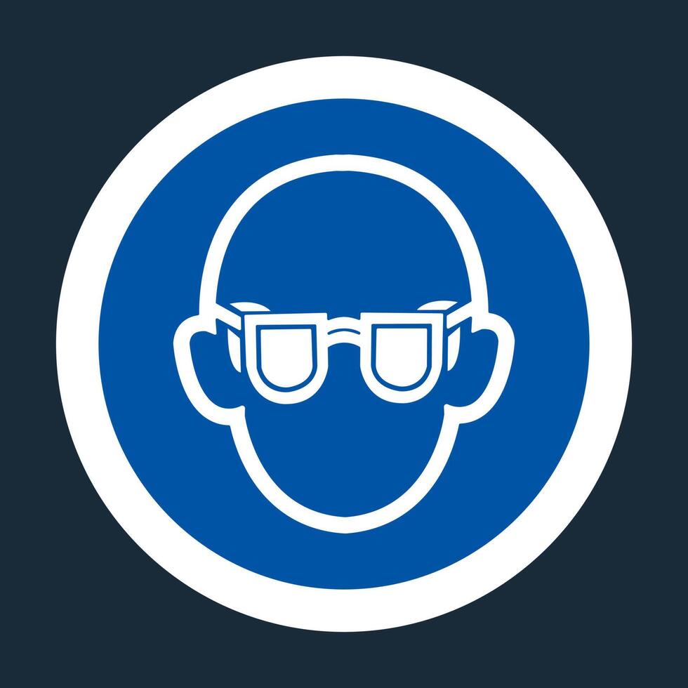 Symbol Wear Safety Glasses Sign on black background vector