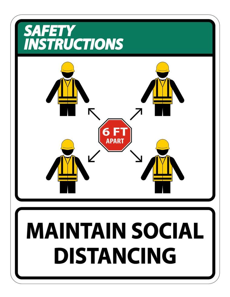 Safety Instructions Maintain social distancing, stay 6ft apart sign,coronavirus COVID-19 Sign Isolate On White Background,Vector Illustration EPS.10 vector