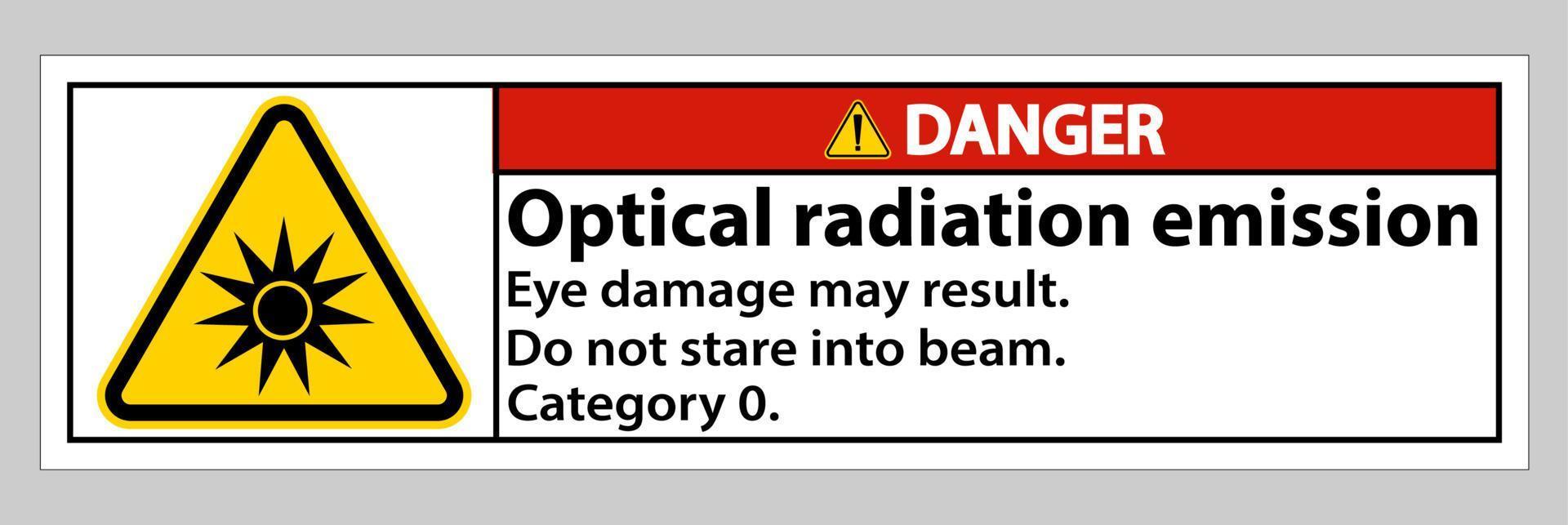 Señal de peligro símbolo de emisión de radiación óptica aislar sobre fondo blanco. vector