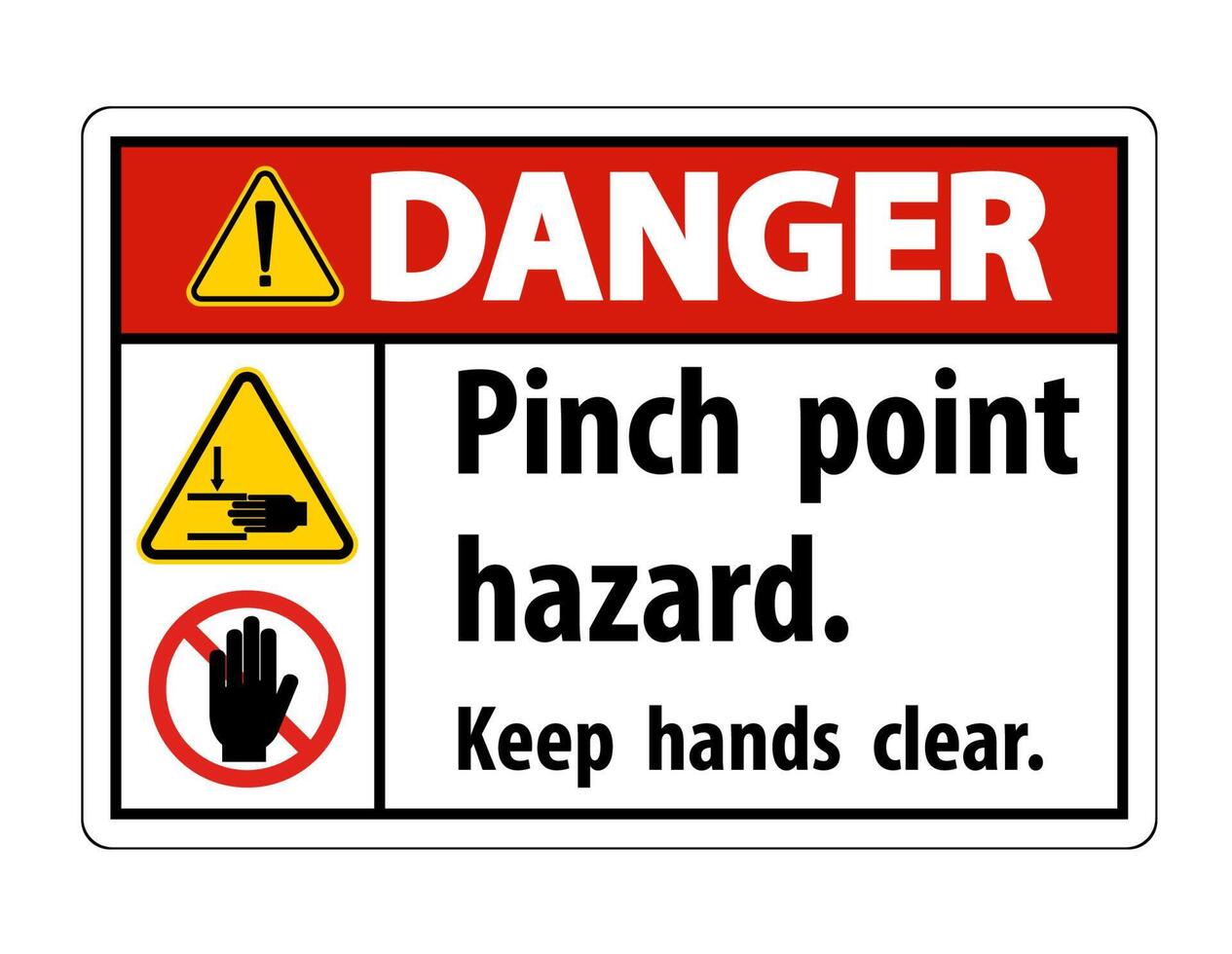 Danger Pinch Point Hazard,Keep Hands Clear Symbol Sign Isolate on White Background,Vector Illustration vector