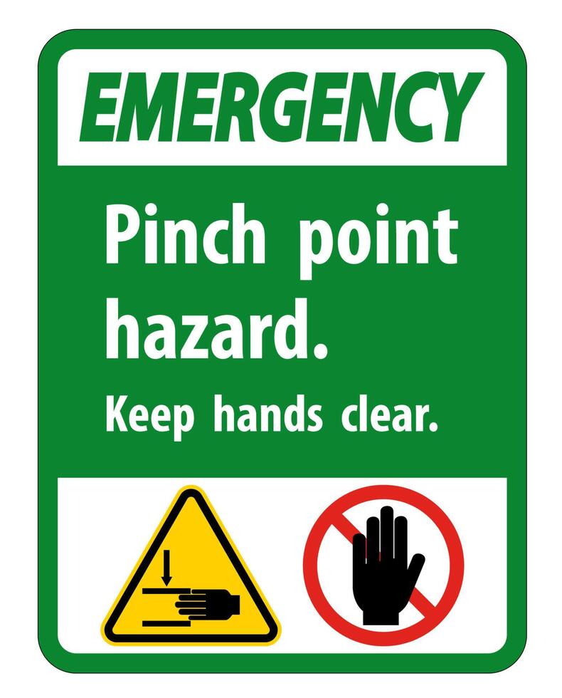 Emergency Pinch Point Hazard,Keep Hands Clear Symbol Sign Isolate on White Background,Vector Illustration vector