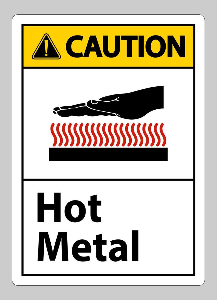 Caution Hot Metal Symbol Sign Isolated On White Background vector