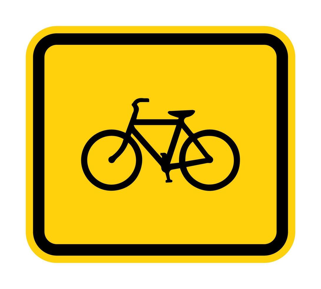 Señal de advertencia de tráfico de bicicletas aislado sobre fondo blanco ilustración vectorial. vector