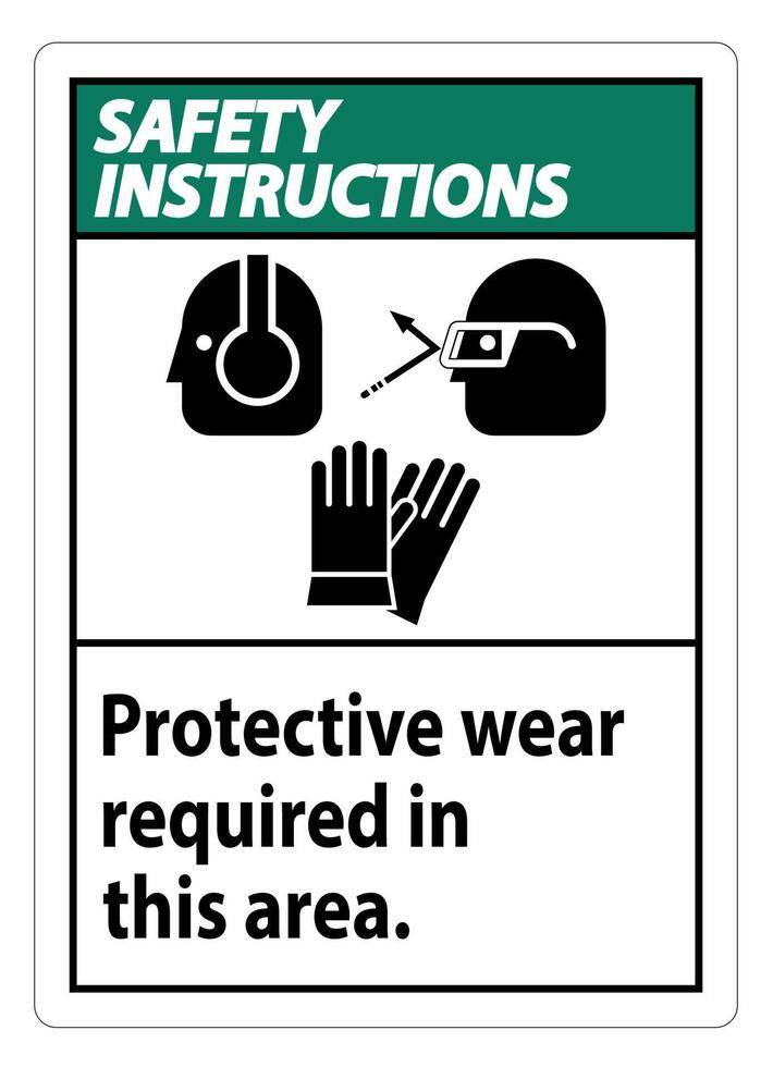 Safety Instructions Sign Wear Protective Equipment In This Area With PPE Symbols vector