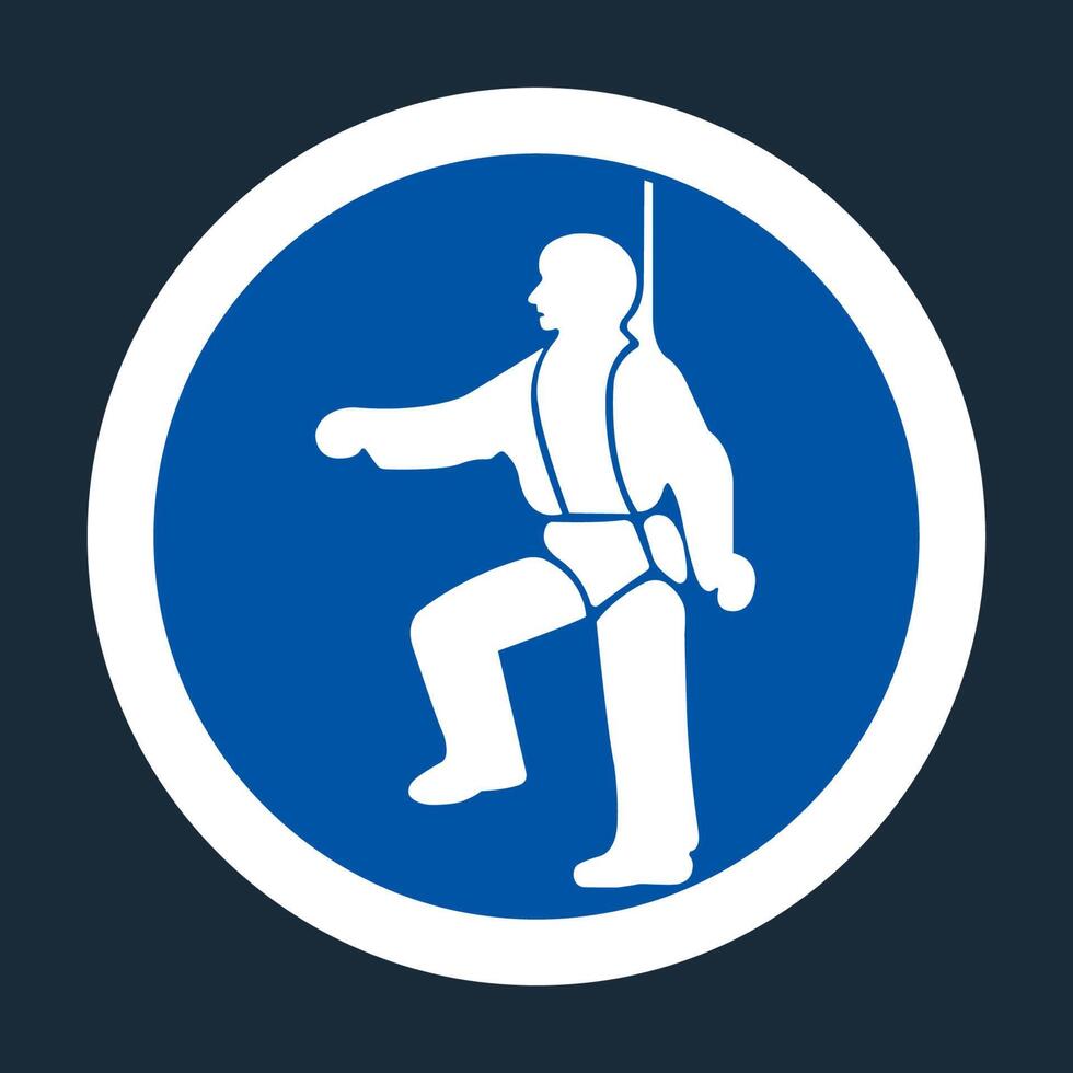 PPE Icon.Safety Harness Must Be Worn Symbols Sign On black Background vector
