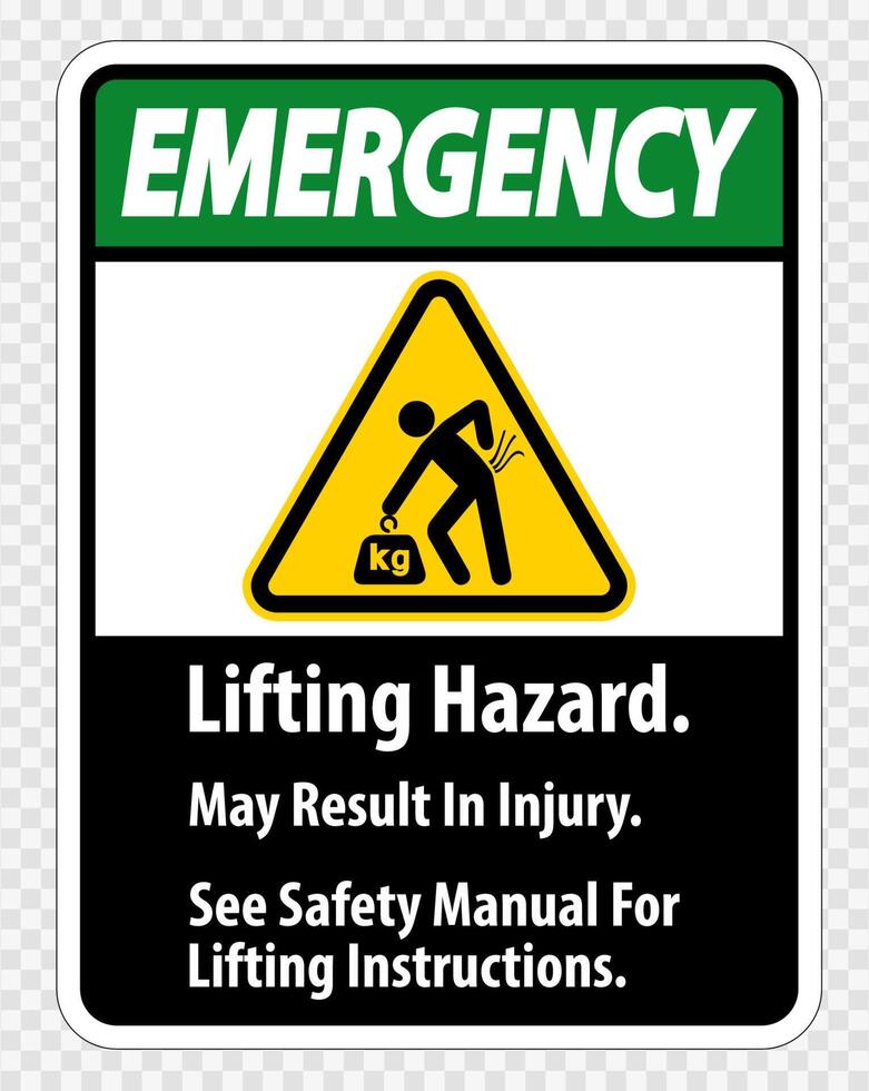 Lifting Hazard,May Result In Injury, See Safety Manual For Lifting Instructions Symbol Sign Isolate on transparent Background,Vector Illustration vector