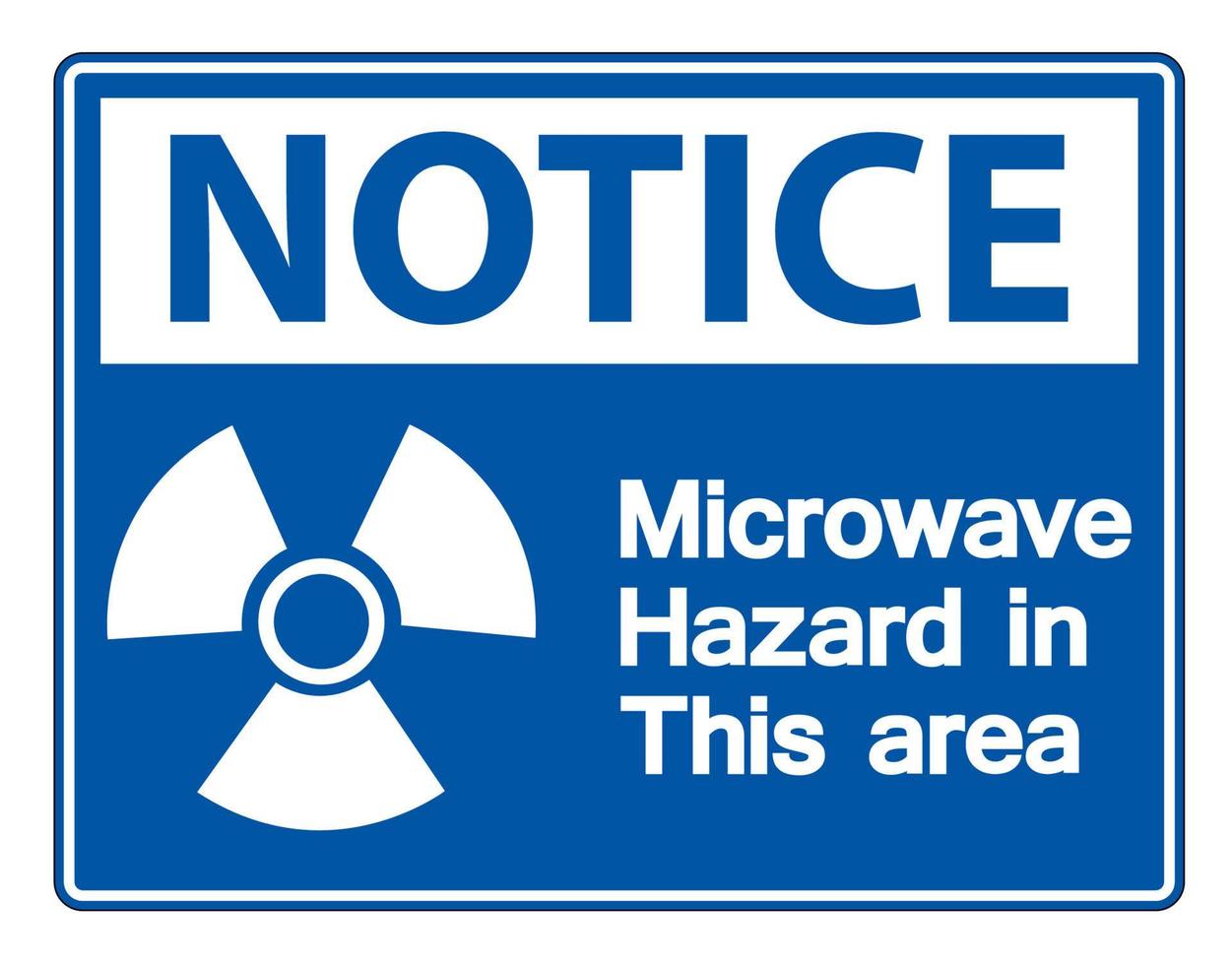 Aviso señal de peligro de microondas sobre fondo blanco. vector
