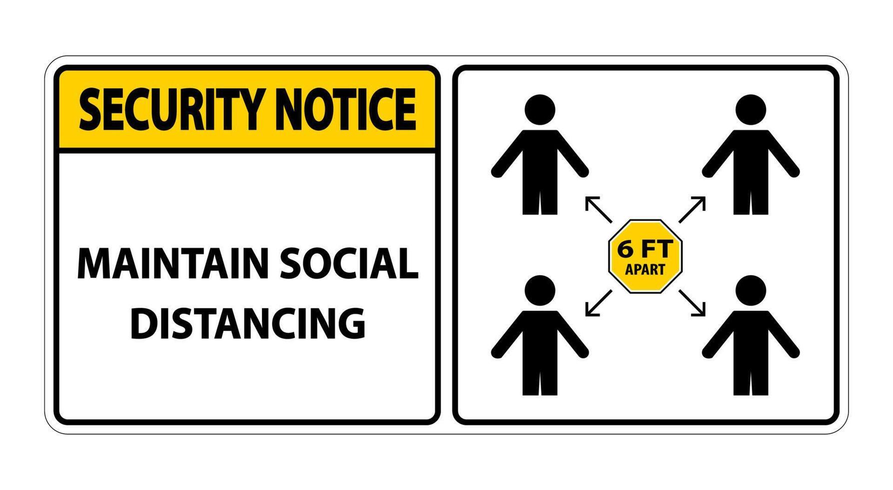 Security Notice Maintain social distancing, stay 6ft apart sign,coronavirus COVID-19 Sign Isolate On White Background,Vector Illustration EPS.10 vector