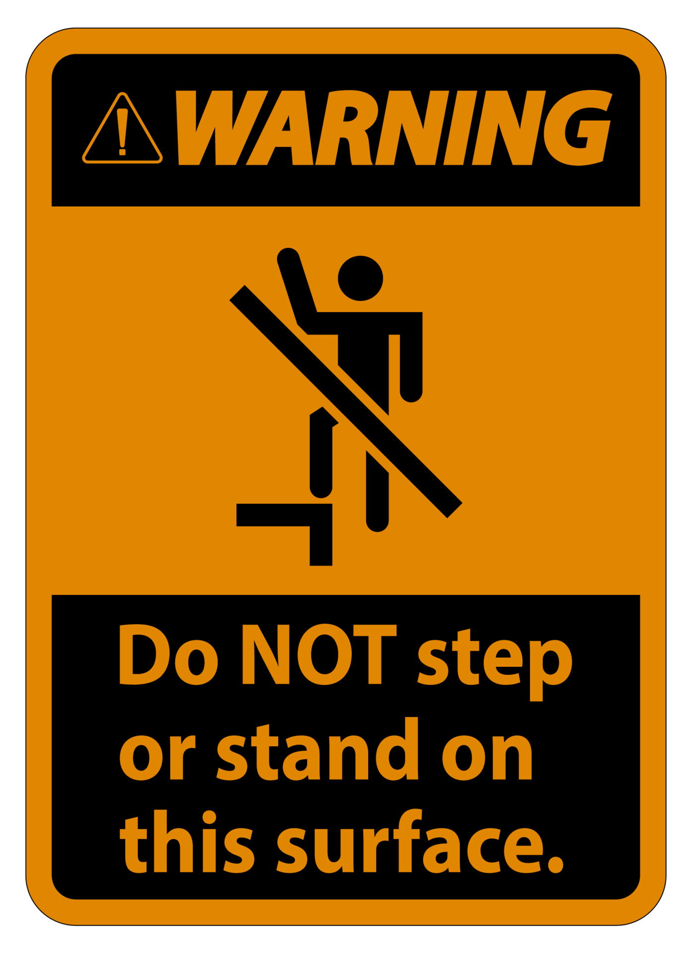 Warning sign do not step or stand on this surface. 3684139 Vector Art