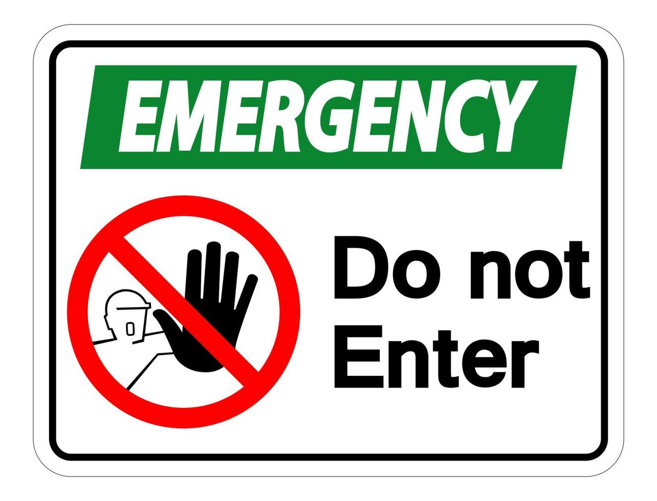 emergencia, no ingrese, símbolo, señal, blanco, plano de fondo vector