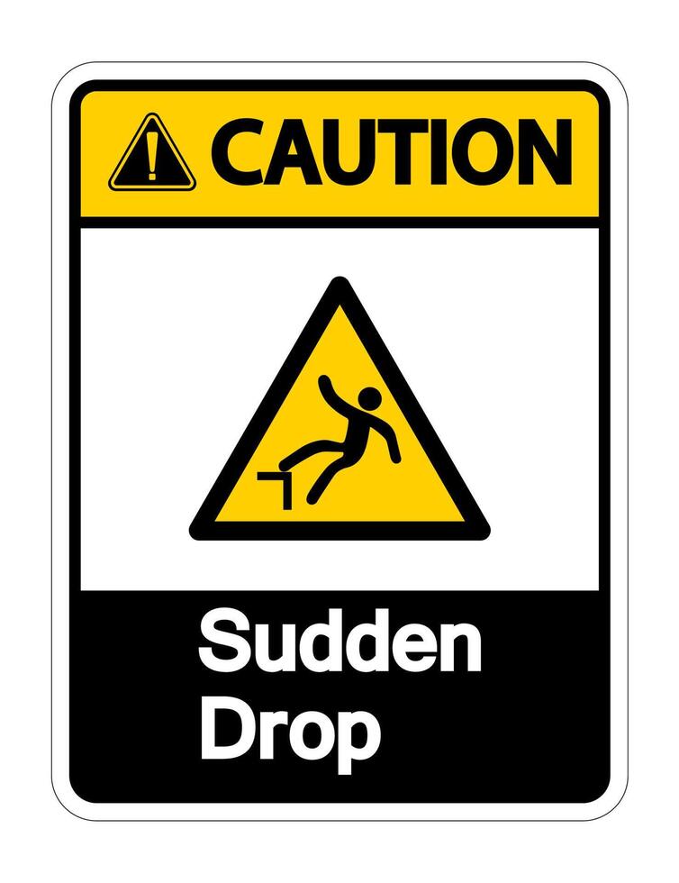 Caution Sudden Drop Symbol Sign On White Background,Vector Illustration vector