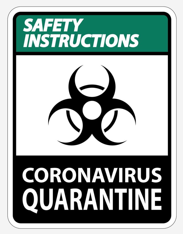 Safety Instructions Coronavirus Quarantine Sign Isolated On White Background,Vector Illustration EPS.10 vector