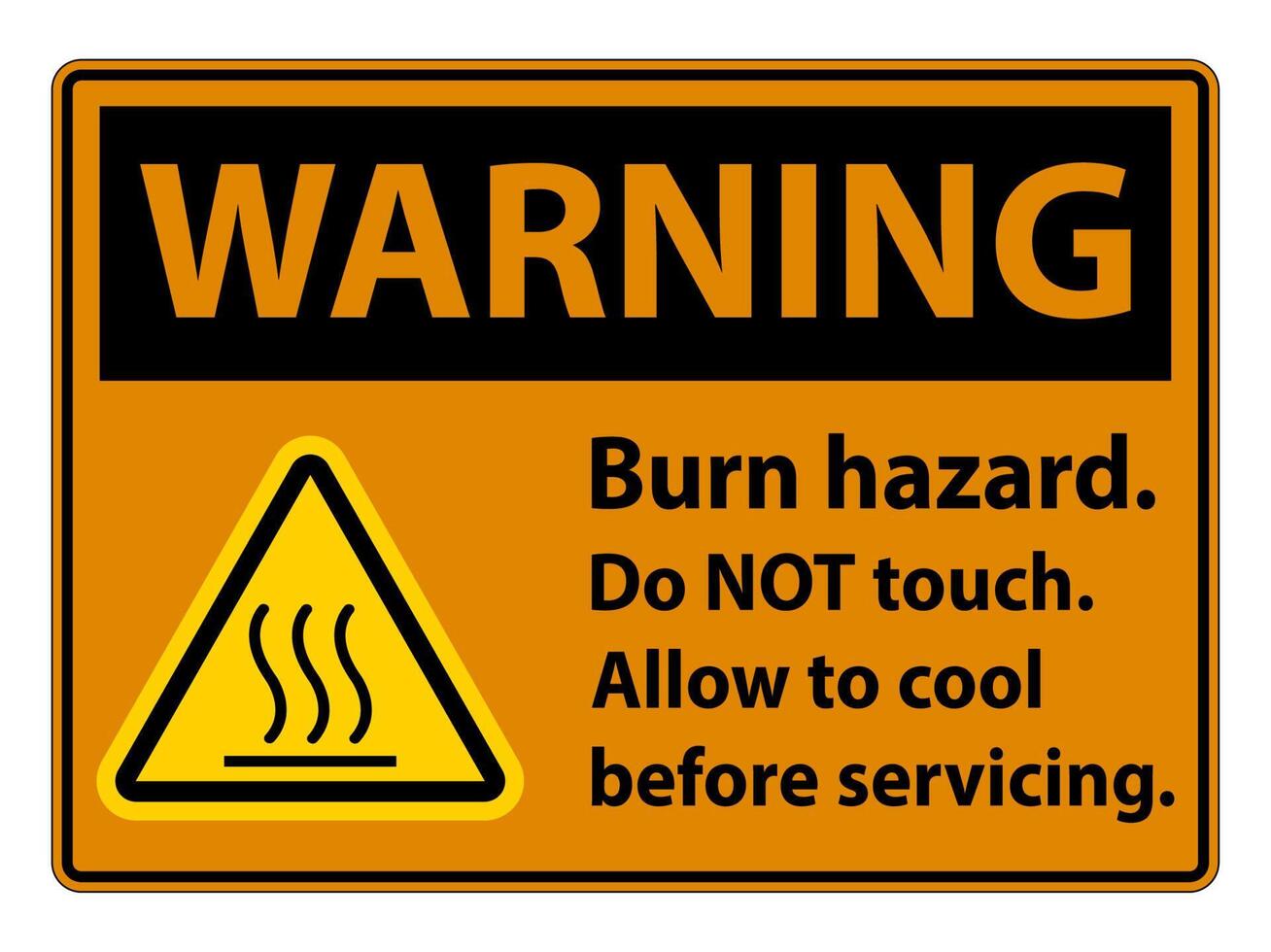 Warning Burn hazard safety,Do not touch label Sign on white background vector