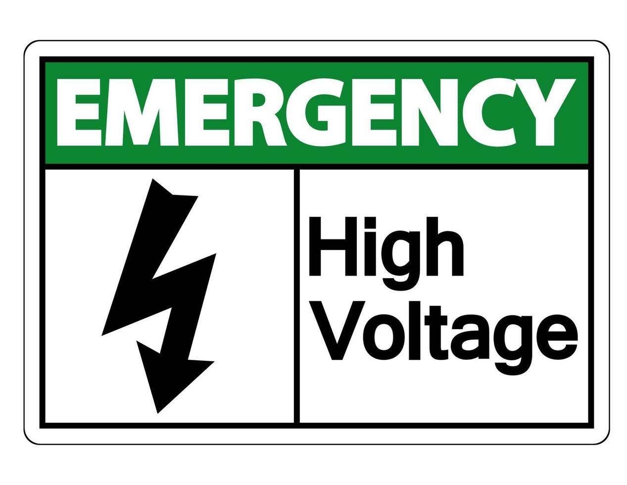 Señal de emergencia de alto voltaje sobre fondo blanco. vector