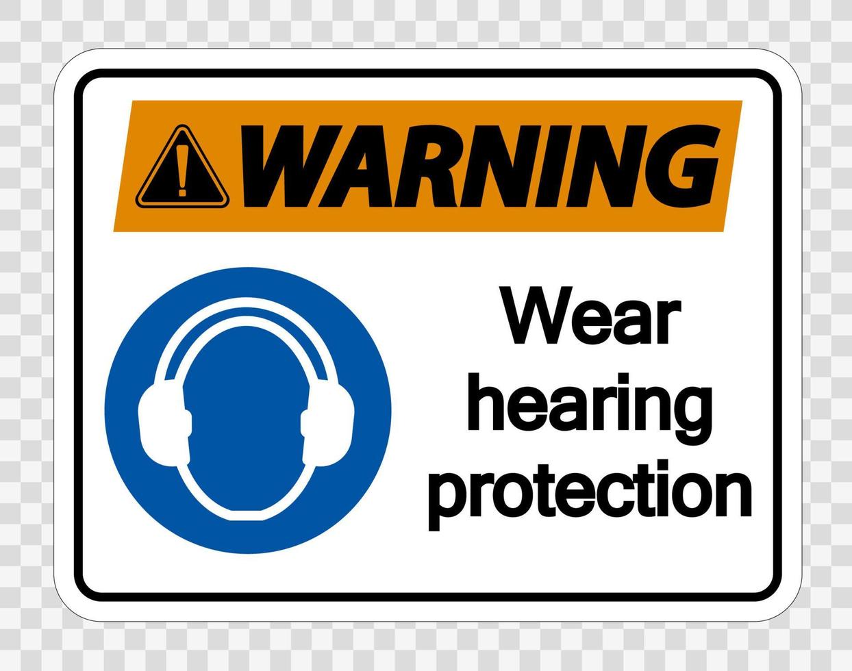 Advertencia use protección auditiva sobre fondo transparente vector