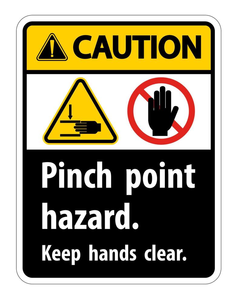 Caution Pinch Point Hazard,Keep Hands Clear Symbol Sign Isolate on White Background,Vector Illustration vector