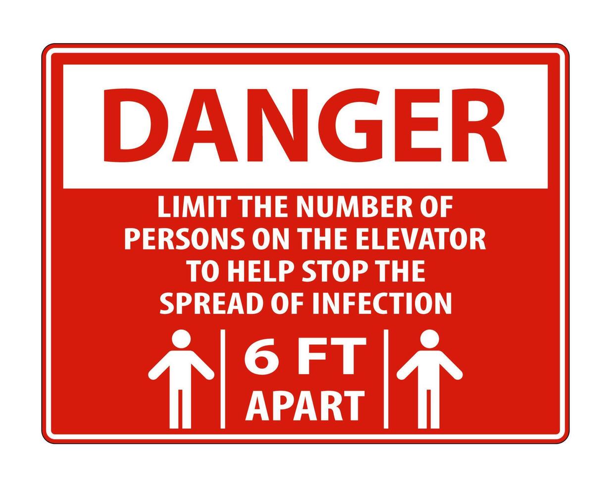 Danger Elevator Physical Distancing Sign Isolate On White Background,Vector Illustration EPS.10 vector