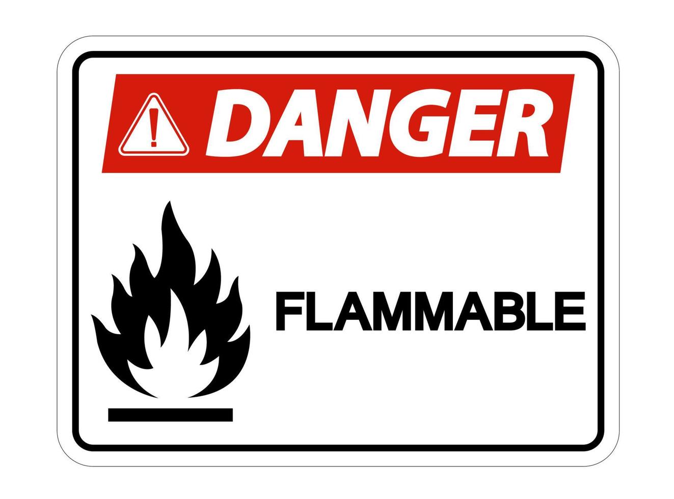 Signo de símbolo de peligro inflamable sobre fondo blanco. vector
