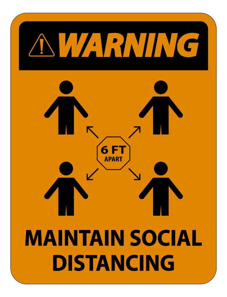 Warning Maintain social distancing, stay 6ft apart sign,coronavirus COVID-19 Sign Isolate On White Background,Vector Illustration EPS.10 vector